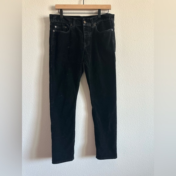 YVES SAINT LAURENT SKINNY VELVET LIKE BLACK PANTS JEANS MENS  AUTHENTIC - Picture 1 of 16